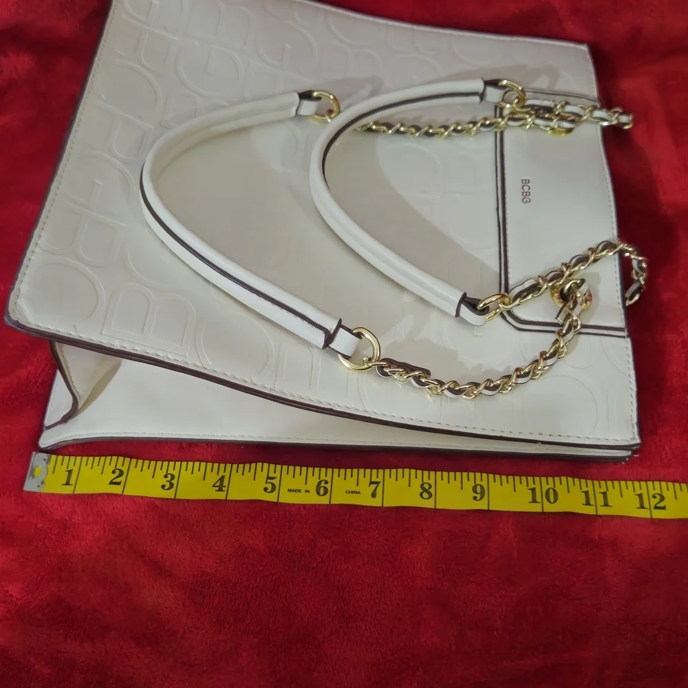 BCBG Cream Tote Bag with Gold Accents